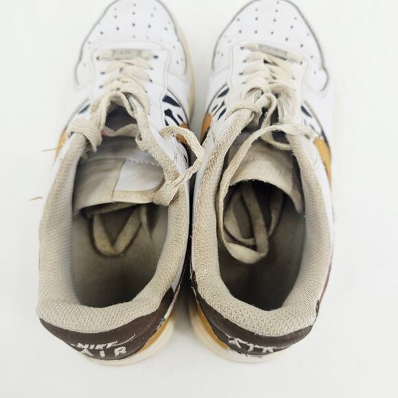 Nike Custom Cowprint White Tan Air Force 1 Sneaker Shoe women's 6.5 - Picture 5 of 10